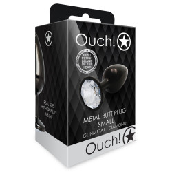 Ouch! Bijou anal Round Gem S 6 x 2.6cm Noir-transparent